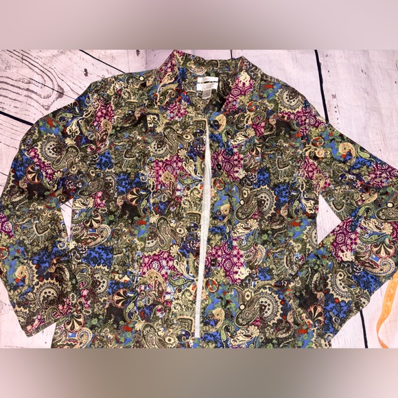 Christopher & Banks stretch paisley printed jacket XL - Picture 2 of 8